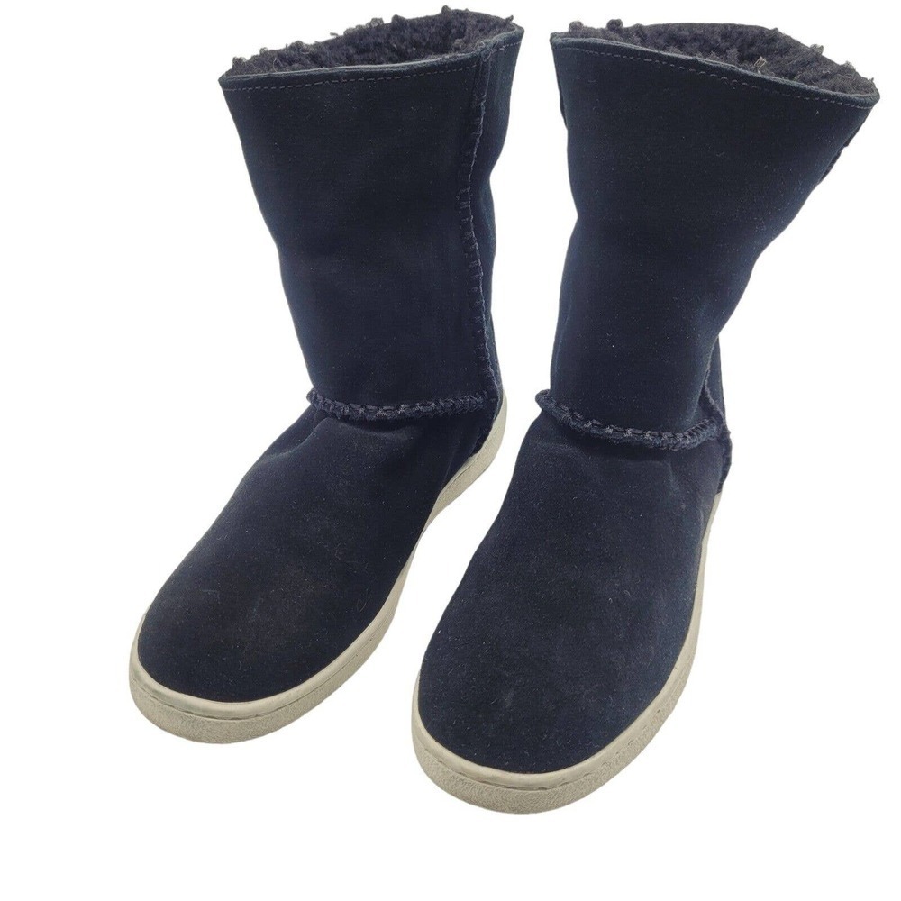 UGG Mika faux shearling cuff Womens sz 5 Black Sneaker Snow Boots suede leather